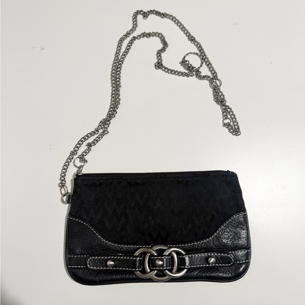 Wilsons Leather Vintage Crossbody Elegant Black Chain Strap Clutch